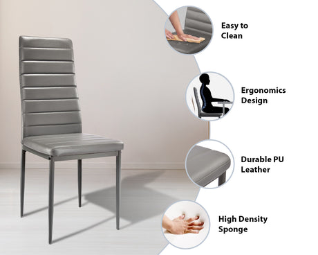 Ergonomics dining chair easy to clean PU leather comfortable and stylish seating for dining space.