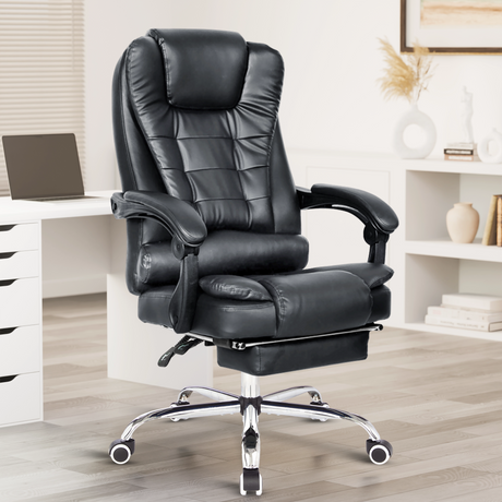 the black office chair shown in front view with detailed structure for a comfortable long hours sitting in ffice