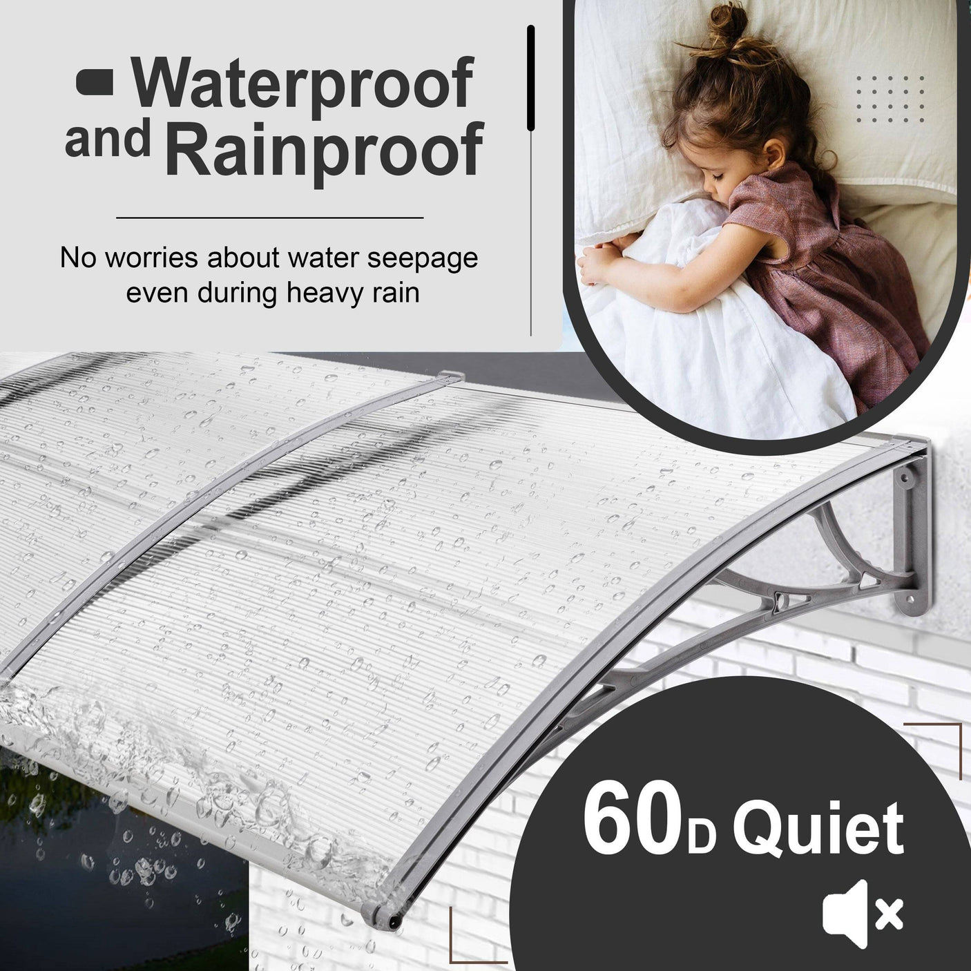 External over door canopy, waterproof and rainproof, durable for all weather.