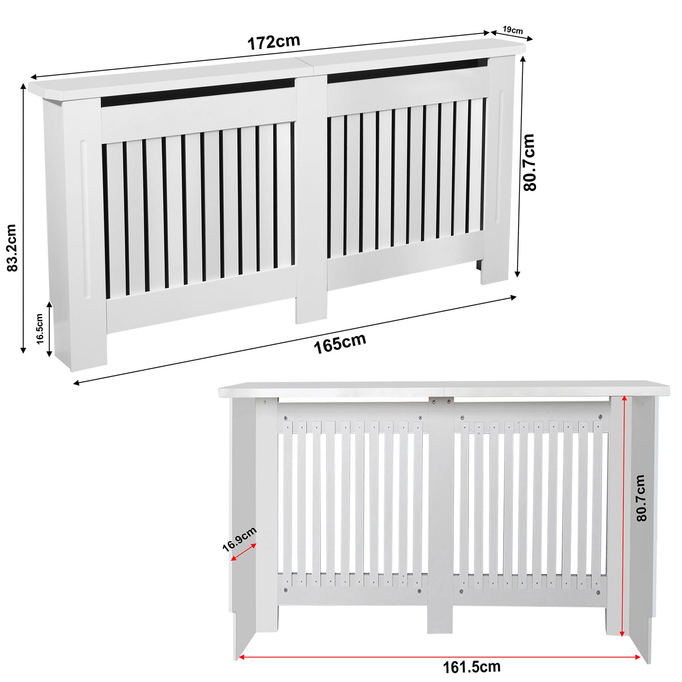 Chelsea White Radiator Cover,  Vertical Wooden Slats