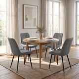 [Grey | Set of 2] Four fabric dining chairs around a round table in a bright dining room