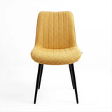 [Mustard | Set of 2] Front view of fabric dining chair with vertical stitched back and armless padded seat