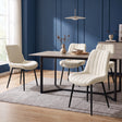 [Beige | Set of 4] Four fabric dining chairs around a rectangular table in a styled dining room