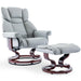 Light grey Recliner Swivel Armchair With Footstool | Lounge Chair with padded seat and bentwood base, perfect for modern home relaxation.