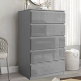 High Gloss Tall Chest of Drawers - 5 Drawer Chest Bedroom Drawers