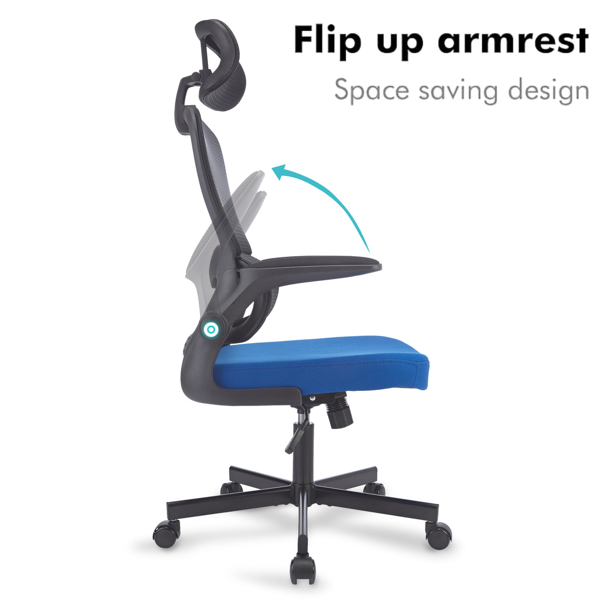 Flip-Up Armrest Office Chair Blue Black – Ergonomic, Adjustable, Comfortable Seating