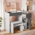 Flip-Up Mirror Dressing Table with Storage & Stool, Makeup Desk