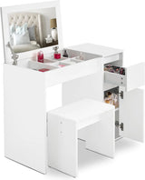 Small Dressing Table With Flip up Mirror and Stool, Vanity Makeup Desk