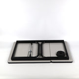 Black foldable bed laptop table with adjustable height, ideal for using your laptop comfortably while relaxing on the bed or sofa.