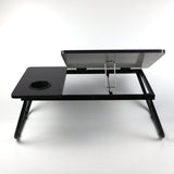 Black foldable bed study desk with adjustable height, perfect for studying or working from your bed, offering a comfortable and flexible solution.