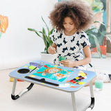 Folding laptop desk table with printed Blisswood design, compact and stylish.