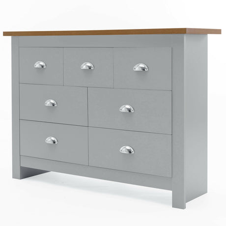 Furniture chest of drawers top and silver handles, perfect for bedroom organization.