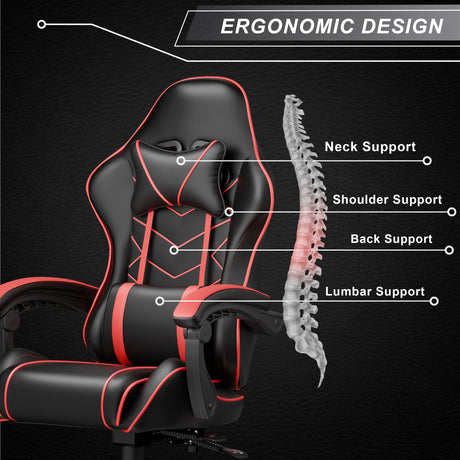 Gaming chair with back support – ergonomic lumbar cushion for comfort & posture support.