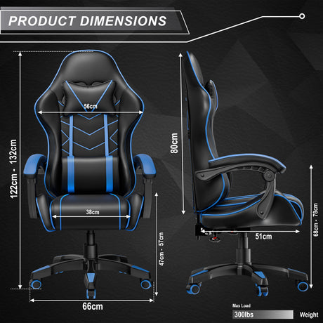 Gaming chair dimensions – ergonomic high-back chair with adjustable height & armrests.