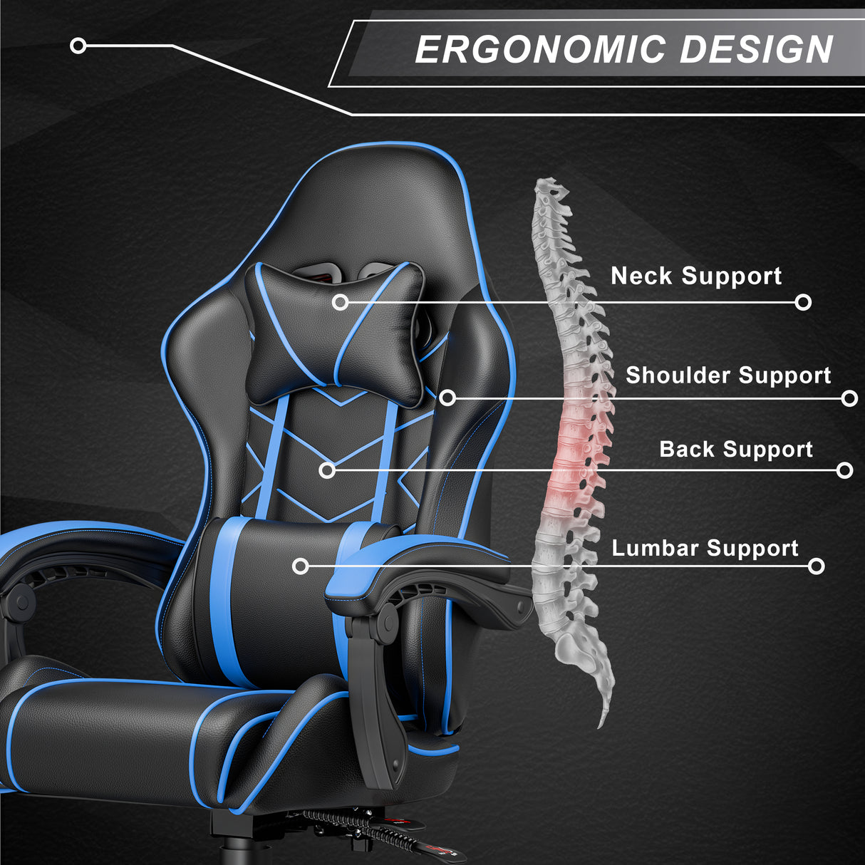 Gaming chair for adults – ergonomic, high-back design with lumbar support for comfort.