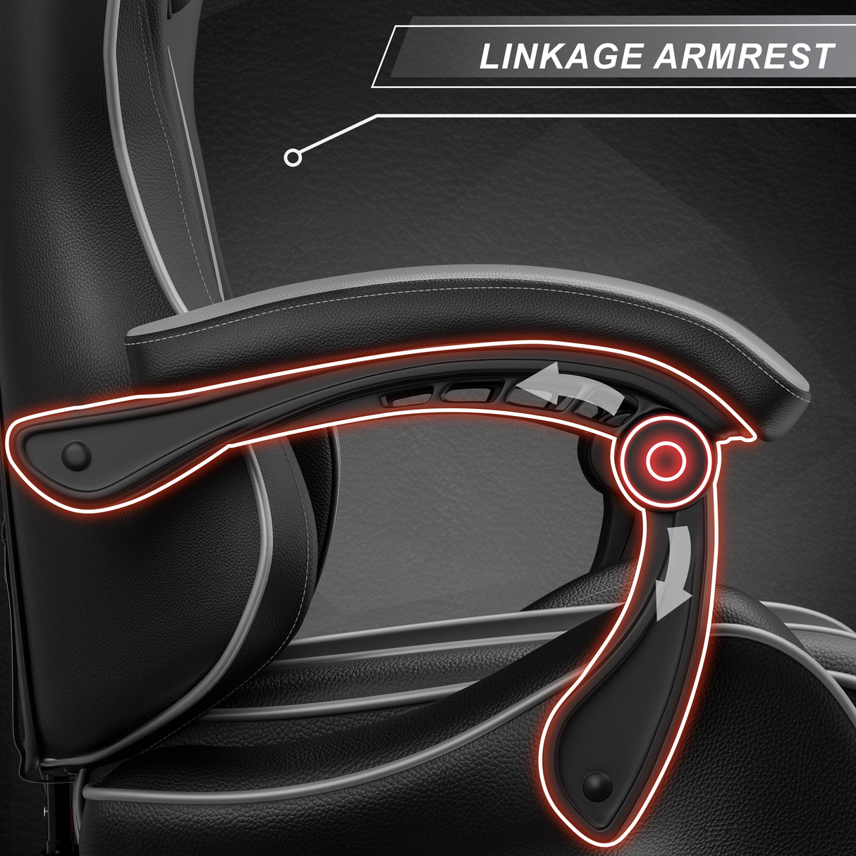 Gaming chair with adjustable armrests for enhanced comfort and support during long gaming sessions.