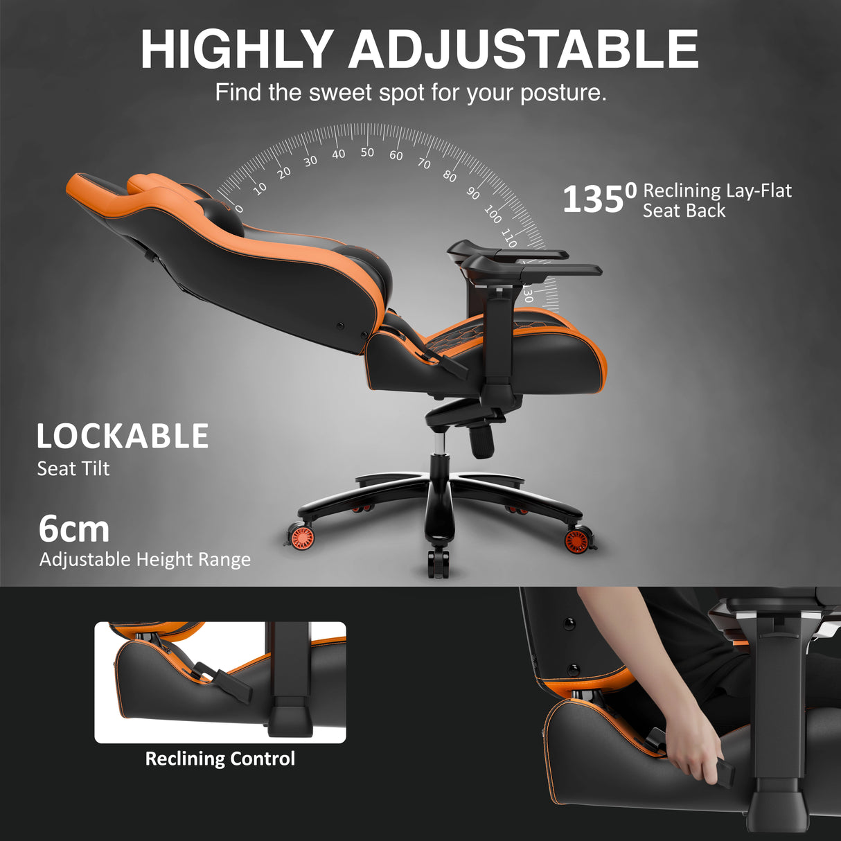 Ergonomic chair with adjustable features on a dark background