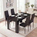 Gloss Black Marble Finish 4-6 Seater Dining Table and Chairs Set