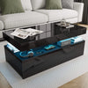 [Black] High Gloss Storage Coffee Table With Drawers & LED Lights featuring blue LED-lit shelf and sleek design for modern interiors.