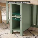 [Green] Stovra Drop Leaf Dining Table back shelf detail showing 3-level height adjustment positions