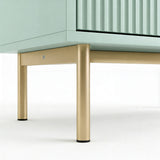 [Sage Green] wardrobe three door cabinet raised on golden finish metal legs with sturdy lower frame construction