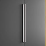 [Grey] A modern, slim vertical handle of grey wardrobe in brushed silver metal.