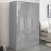 High Gloss 3 Door Wardrobe With Drawers And Shelves