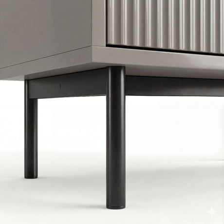 [Grey] 6 drawer wide and deep chest elevated on slim black metal legs with a stable base structure