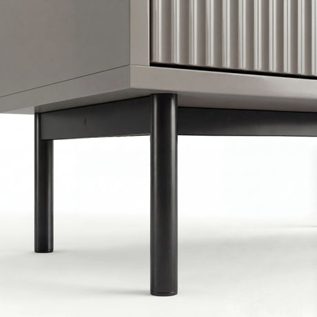 [Grey] 6 drawer wide and deep chest elevated on slim black metal legs with a stable base structure