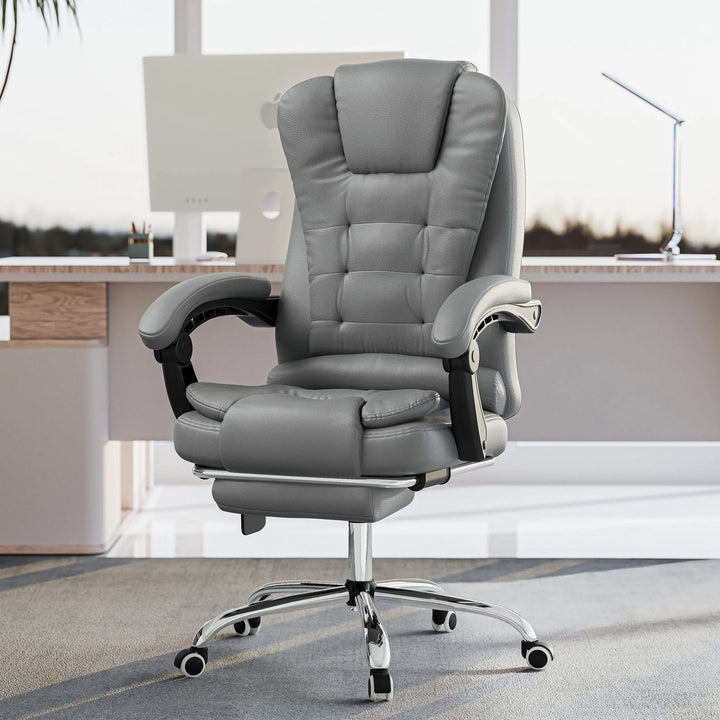 [Grey] grey leather recliner chair placed in a minimalist office setting to add a touch of modern luxury to your workspace