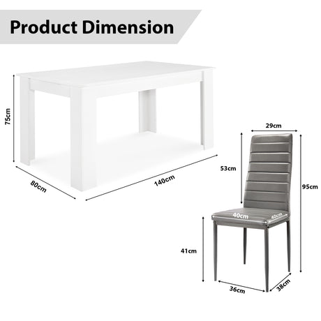 Grey and white dining table set for 6 stylish & modern design perfect for contemporary dining rooms.