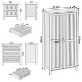 [Grey] Linra bedroom furniture set wardrobe 97.5 x 55.5 x 186 cm chest 83 x 42 x 80 cm bedside 50 x 40 x 60 cm