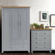 Grey bedroom furniture set including wardrobe with drawers and chest of drawers.