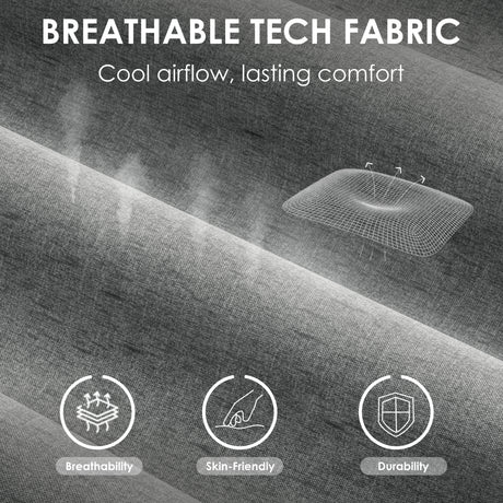 Close-up of breathable tech fabric used in the Xstriker Ergonomic Fabric Gaming Chair With 4D Armrest For Adults, highlighting airflow and comfort features.
