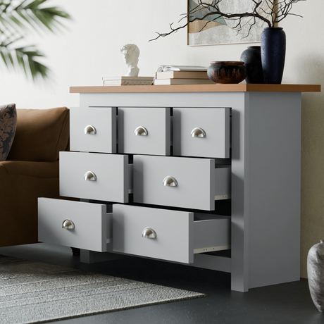 7 Drawer Wide Chest of Drawers - Large Bedroom Dresser