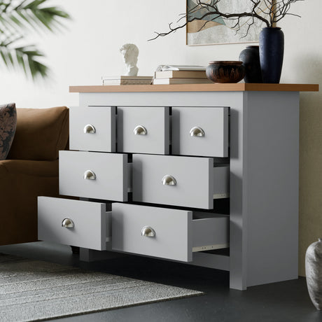 7 Drawer Wide Chest of Drawers - Large Bedroom Dresser