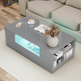 High Gloss Coffee Table with Storage Drawers & LED Lights