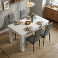White 4-6 Seater Dining Table and Chairs Set