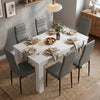 [6 Seater | Grey] Dining Table and Chairs Set viewed from above in a styled dining room with six grey chairs, place settings, and a fruit bowl centrepiece