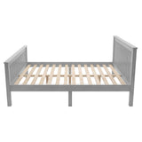 Double bed frame constructed from solid pine wood with a slatted base and central support legs