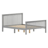 Wooden double bed frame in grey with exposed slats and multiple sturdy legs for perfect mattress support