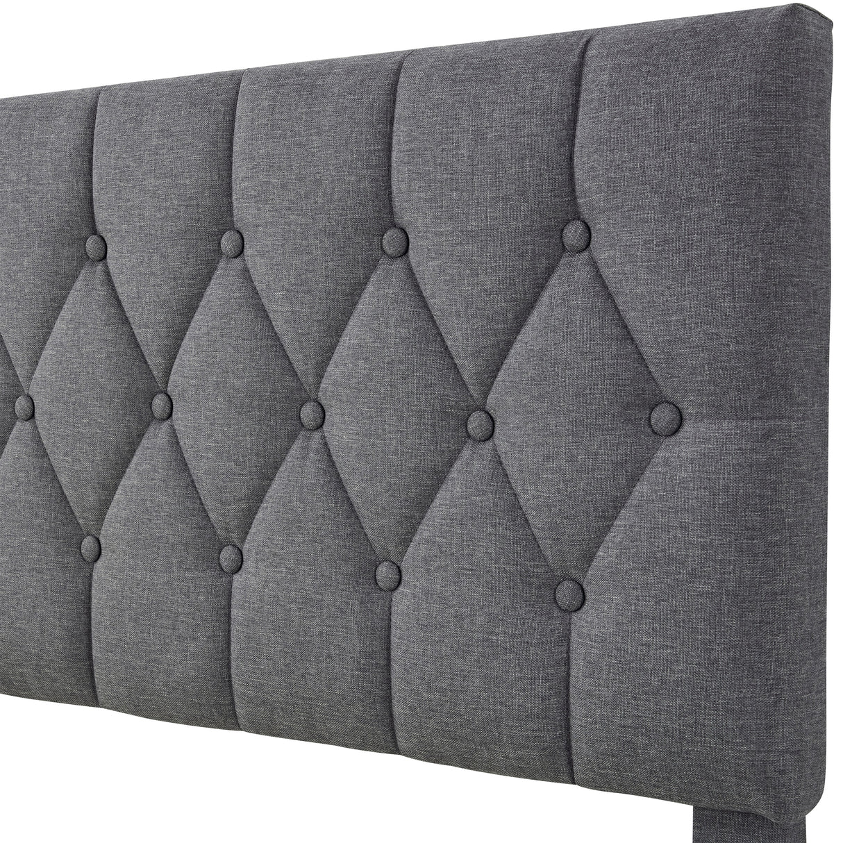 Blisswood Chesterfield Bed Frame - Luxurious Grey Linen Upholstery, Adjustable Headboard