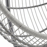 [Grey] Close-up of a gray woven chair with a rope seat on a white background