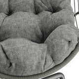 [Light Grey] Hanging egg chair interior view of thick grey cushion with button-stitched sections