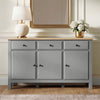 [Grey] Haven Large Black Sideboard with Drawers & Oak Top straight-on view highlighting the grey front.