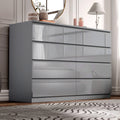 High Gloss Wide 8 Drawer Chest of Drawers - Bedroom Dresser