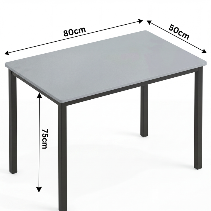 [80 X 50 cm] Home Office Desk dimensions diagram showing 80cm length, 50cm width, and 75cm height with arrows on a white background