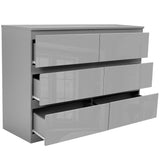 Grey large chest of drawers, offering generous storage space with a sleek, modern design.