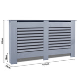 Grey large radiator cover, ideal for bigger spaces with dimensions for a perfect fit.