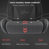 Xstriker Office Gaming Chair with Footrest features thick padding, 55cm wide seat, and 13cm cushion for high elasticity and comfort. Supports up to 120kg.